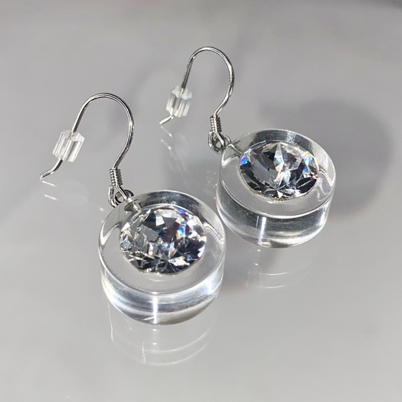 Women’s Crystal Acrylic Drop Earrings, Dangle Drop Style, Statement Earrings - Picture 9 of 12